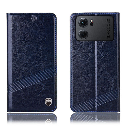 Leather Case Stands Flip Cover Holder H09P for Oppo K10 5G Blue