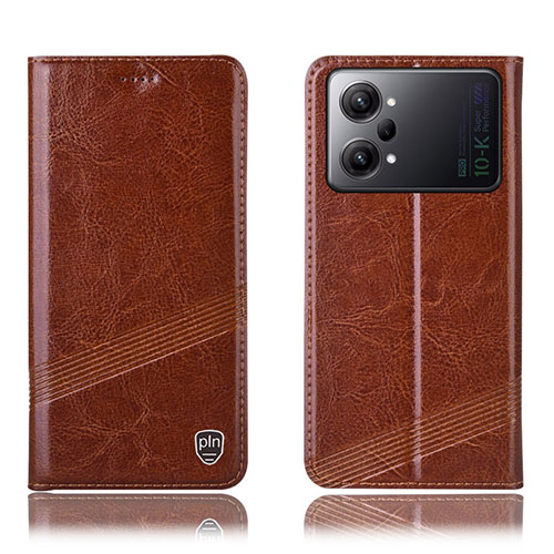 Leather Case Stands Flip Cover Holder H09P for Oppo K10 Pro 5G Light Brown