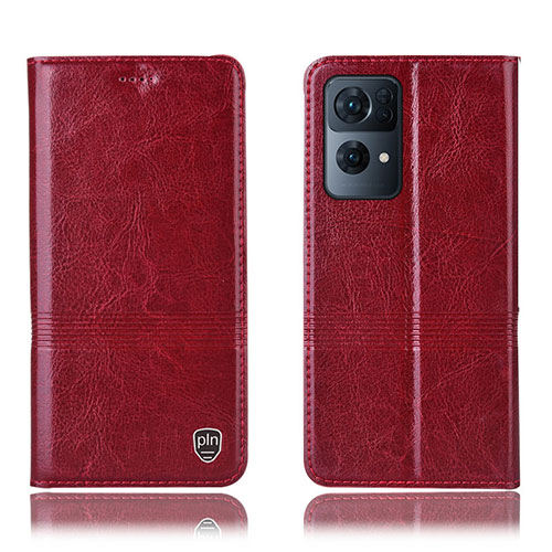 Leather Case Stands Flip Cover Holder H09P for Oppo Reno7 Pro 5G Red