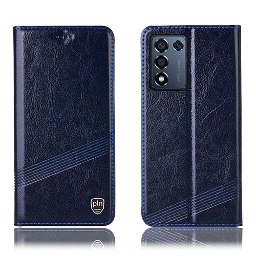 Leather Case Stands Flip Cover Holder H09P for Realme Q3s 5G Blue