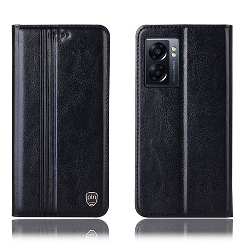 Leather Case Stands Flip Cover Holder H09P for Realme Q5i 5G Black