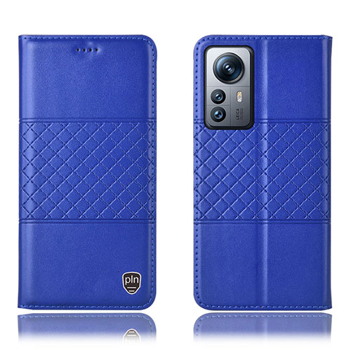 Leather Case Stands Flip Cover Holder H09P for Xiaomi Mi 12 5G Blue