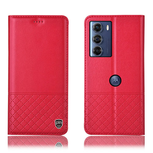 Leather Case Stands Flip Cover Holder H10P for Motorola Moto Edge S30 5G Red