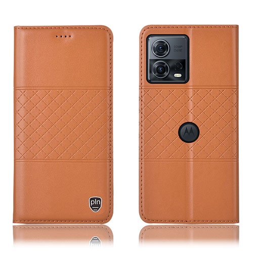 Leather Case Stands Flip Cover Holder H10P for Motorola Moto Edge S30 Pro 5G Orange