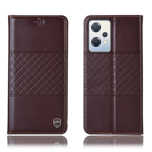 Leather Case Stands Flip Cover Holder H10P for OnePlus Nord CE 2 Lite 5G Brown