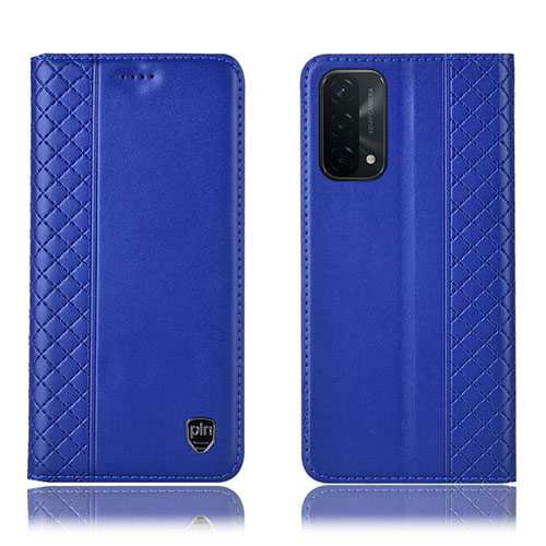 Leather Case Stands Flip Cover Holder H10P for OnePlus Nord N200 5G Blue