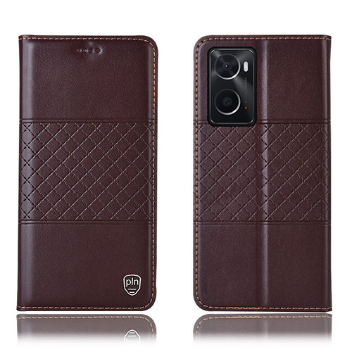 Leather Case Stands Flip Cover Holder H10P for Oppo A36 Brown