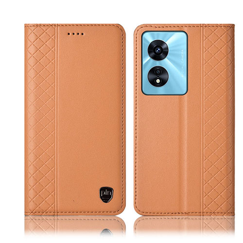 Leather Case Stands Flip Cover Holder H10P for Oppo A78 4G Orange