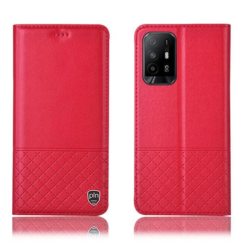 Leather Case Stands Flip Cover Holder H10P for Oppo A94 5G Red