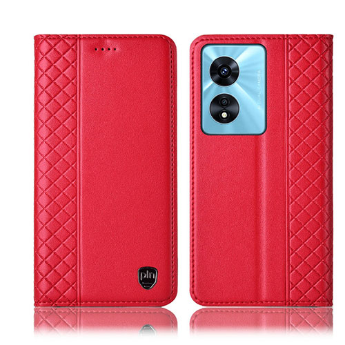 Leather Case Stands Flip Cover Holder H10P for Oppo A98 5G Red