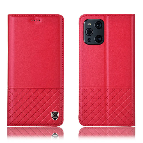 Leather Case Stands Flip Cover Holder H10P for Oppo Find X3 Pro 5G Red