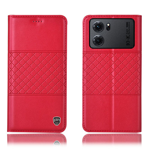 Leather Case Stands Flip Cover Holder H10P for Oppo K10 5G Red