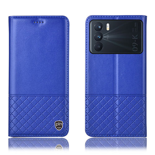 Leather Case Stands Flip Cover Holder H10P for Oppo K9 Pro 5G Blue