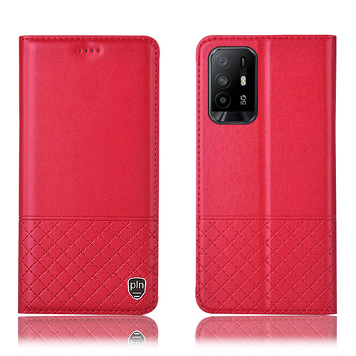 Leather Case Stands Flip Cover Holder H10P for Oppo Reno5 Z 5G Red