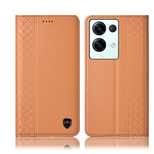 Leather Case Stands Flip Cover Holder H10P for Oppo Reno8 Pro 5G Orange