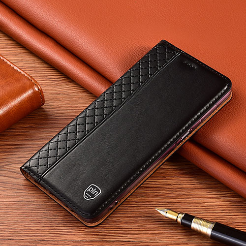 Leather Case Stands Flip Cover Holder H10P for Xiaomi Redmi 10 4G Black