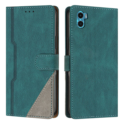 Leather Case Stands Flip Cover Holder H10X for Motorola Moto E22S Green