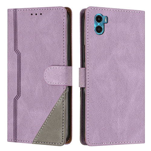 Leather Case Stands Flip Cover Holder H10X for Motorola Moto E32 India Purple