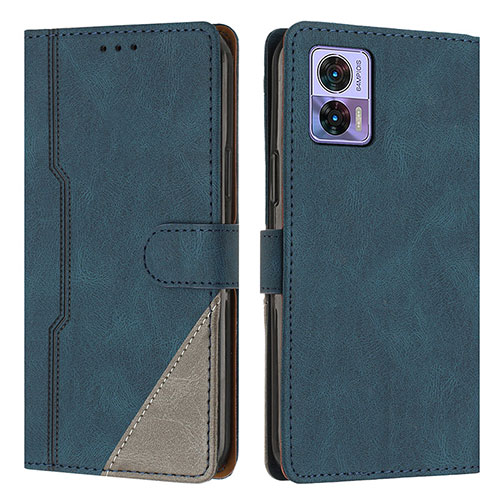 Leather Case Stands Flip Cover Holder H10X for Motorola Moto Edge 30 Lite 5G Blue