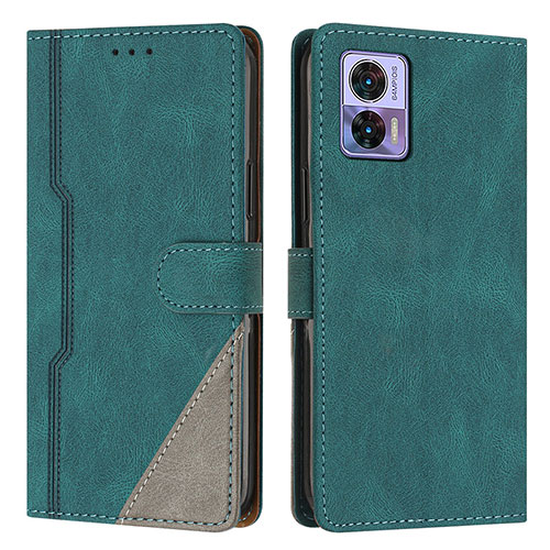 Leather Case Stands Flip Cover Holder H10X for Motorola Moto Edge 30 Lite 5G Green