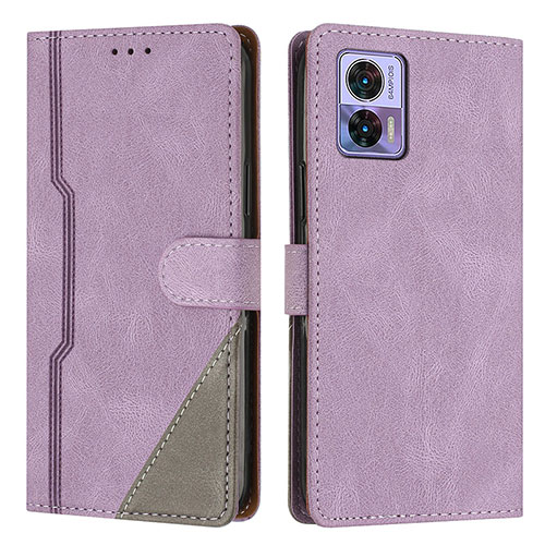 Leather Case Stands Flip Cover Holder H10X for Motorola Moto Edge 30 Lite 5G Purple