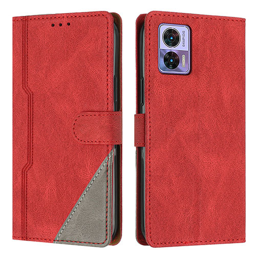 Leather Case Stands Flip Cover Holder H10X for Motorola Moto Edge 30 Lite 5G Red