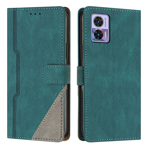 Leather Case Stands Flip Cover Holder H10X for Motorola Moto Edge 30 Neo 5G Green