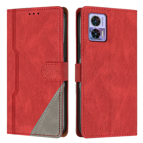 Leather Case Stands Flip Cover Holder H10X for Motorola Moto Edge 30 Neo 5G Red