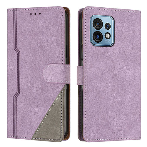 Leather Case Stands Flip Cover Holder H10X for Motorola Moto Edge Plus (2023) 5G Purple