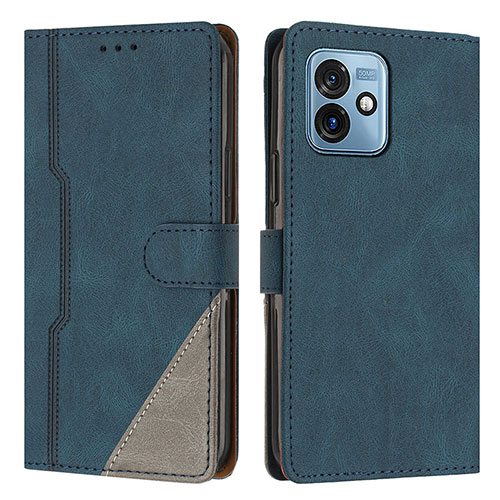 Leather Case Stands Flip Cover Holder H10X for Motorola Moto G 5G (2023) Blue