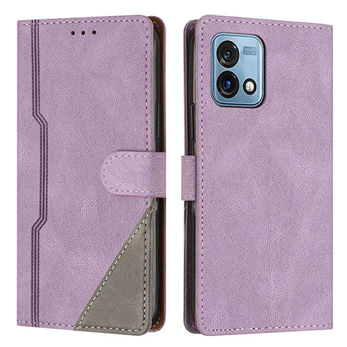 Leather Case Stands Flip Cover Holder H10X for Motorola Moto G Stylus (2023) 4G Purple