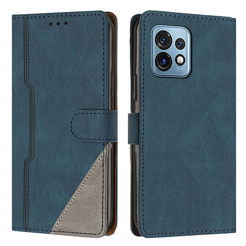 Leather Case Stands Flip Cover Holder H10X for Motorola Moto X40 5G Blue