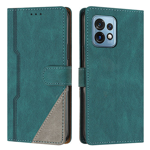 Leather Case Stands Flip Cover Holder H10X for Motorola Moto X40 5G Green