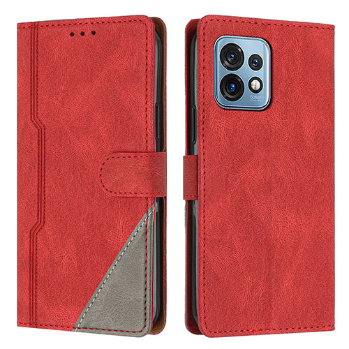 Leather Case Stands Flip Cover Holder H10X for Motorola Moto X40 5G Red