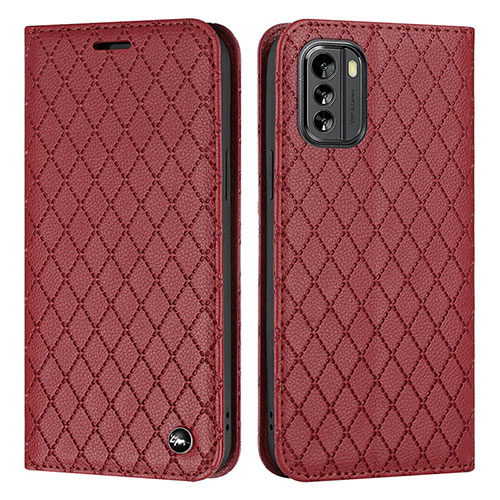 Leather Case Stands Flip Cover Holder H10X for Nokia G60 5G Red