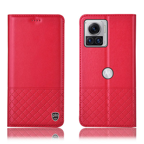 Leather Case Stands Flip Cover Holder H11P for Motorola Moto Edge 30 Ultra 5G Red