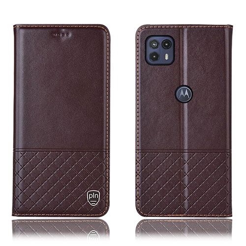 Leather Case Stands Flip Cover Holder H11P for Motorola Moto G50 5G Brown