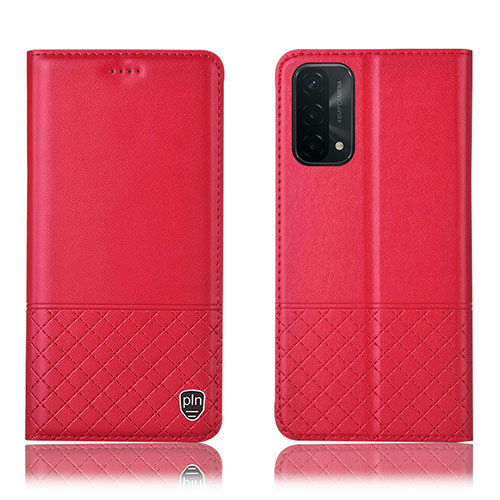 Leather Case Stands Flip Cover Holder H11P for Oppo A93 5G Red