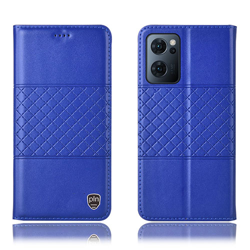 Leather Case Stands Flip Cover Holder H11P for Oppo Find X5 Lite 5G Blue