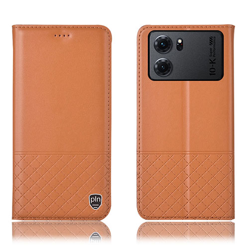 Leather Case Stands Flip Cover Holder H11P for Oppo K10 5G Orange