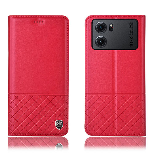 Leather Case Stands Flip Cover Holder H11P for Oppo K10 5G Red