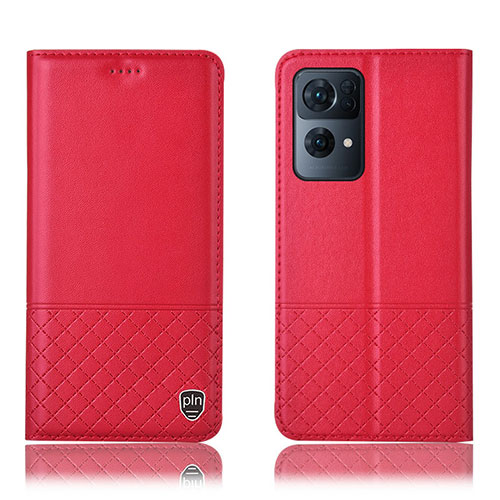 Leather Case Stands Flip Cover Holder H11P for Oppo Reno7 Pro 5G Red