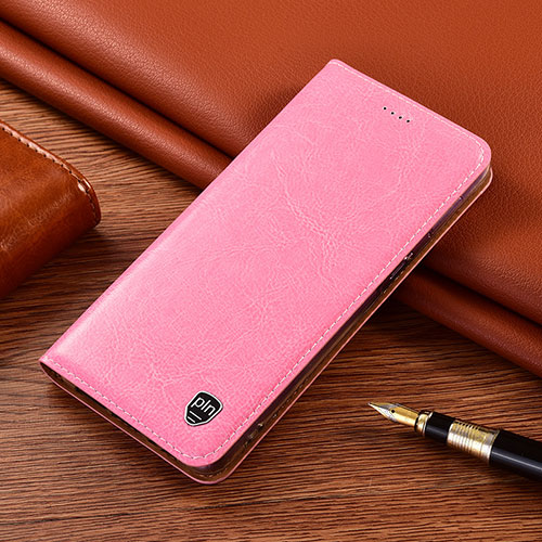 Leather Case Stands Flip Cover Holder H11P for Samsung Galaxy S21 FE 5G Rose Gold