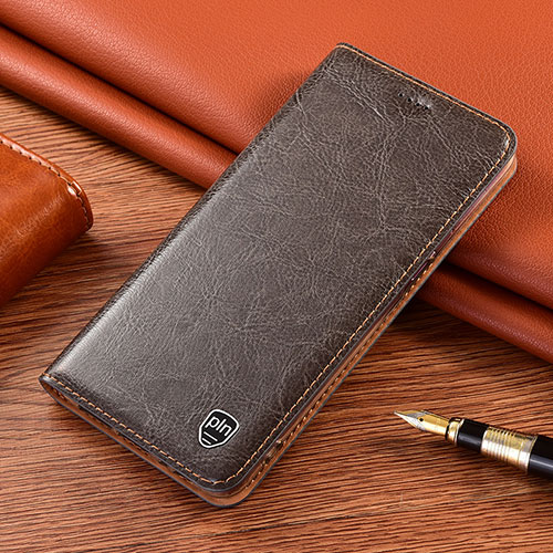 Leather Case Stands Flip Cover Holder H11P for Samsung Galaxy S22 5G Light Brown