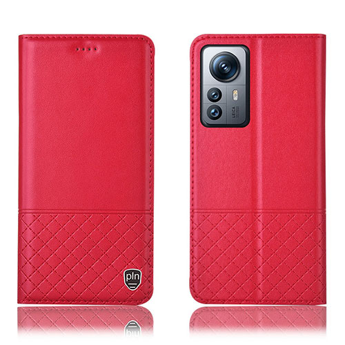 Leather Case Stands Flip Cover Holder H11P for Xiaomi Mi 12 Pro 5G Red