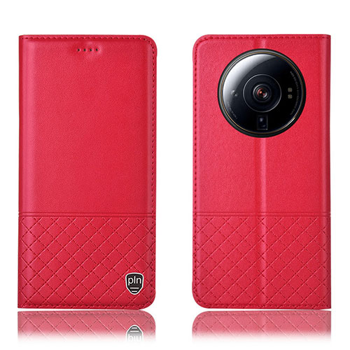 Leather Case Stands Flip Cover Holder H11P for Xiaomi Mi 12S Ultra 5G Red