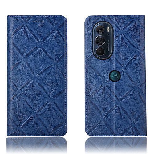 Leather Case Stands Flip Cover Holder H15P for Motorola Moto Edge X30 5G Blue