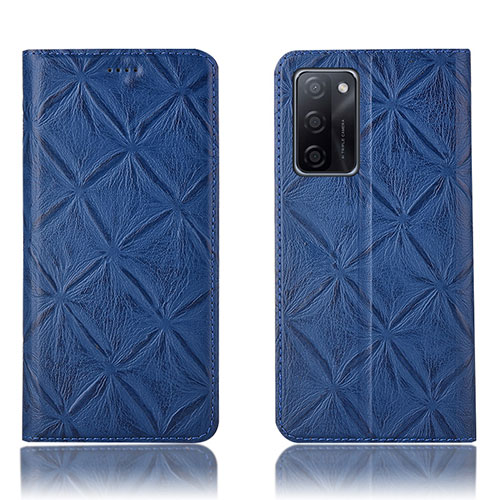 Leather Case Stands Flip Cover Holder H15P for Oppo A55S 5G Blue