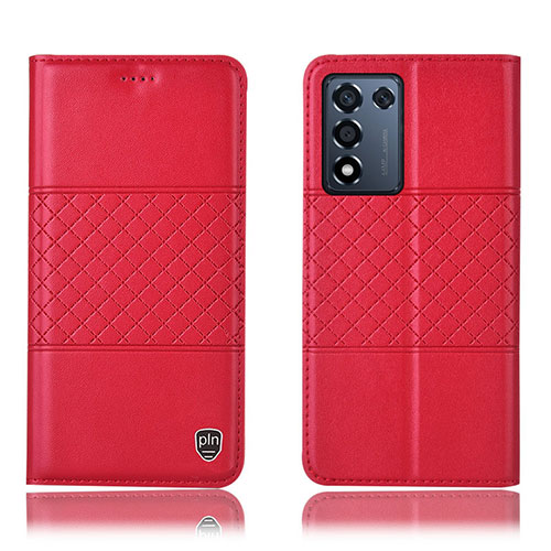 Leather Case Stands Flip Cover Holder H15P for Realme Q3s 5G Red