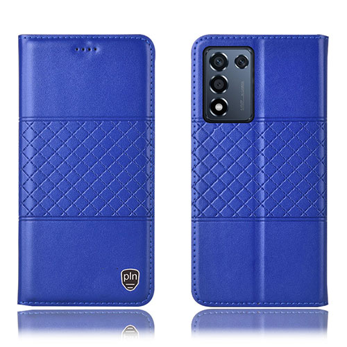 Leather Case Stands Flip Cover Holder H15P for Realme Q3t 5G Blue